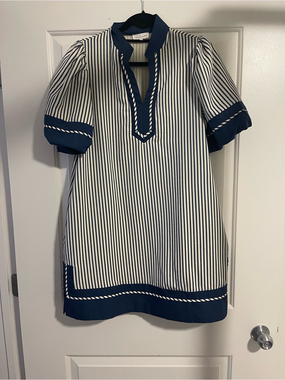 Entro Blue & White Striped Women's Tunic Dress - Size M
